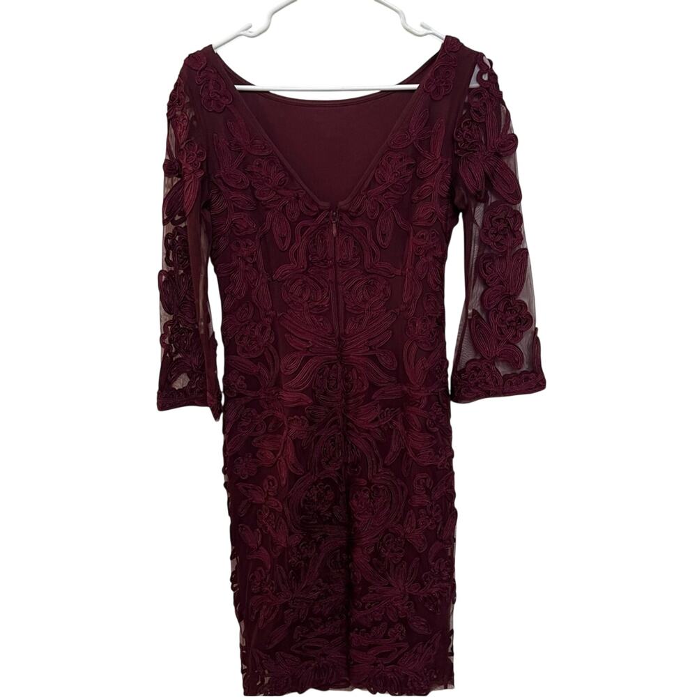 JS Collections Burgundy Lace Dress Knee Length Formal Cocktail Size 2 $248 - Picture 4 of 7